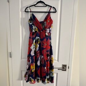 Lulus All About Love Royal Blue Floral Print Midi Dress